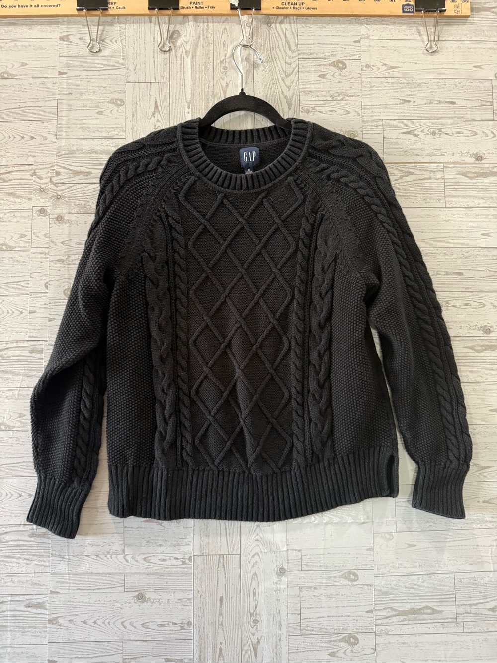 GAP Black Cable Crewneck Sweater